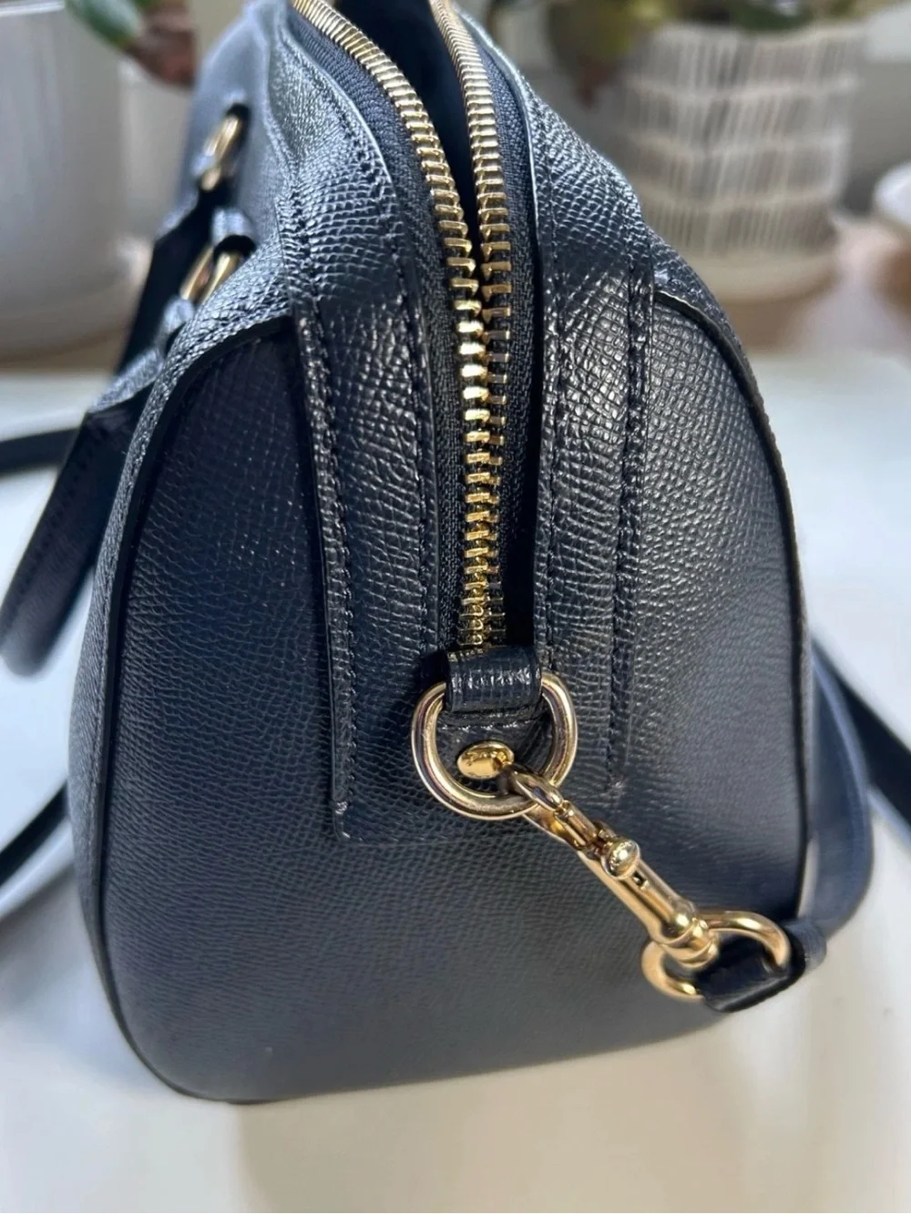 Coach Rowan Satchel in the color Midnight Blue (MSRP $398)